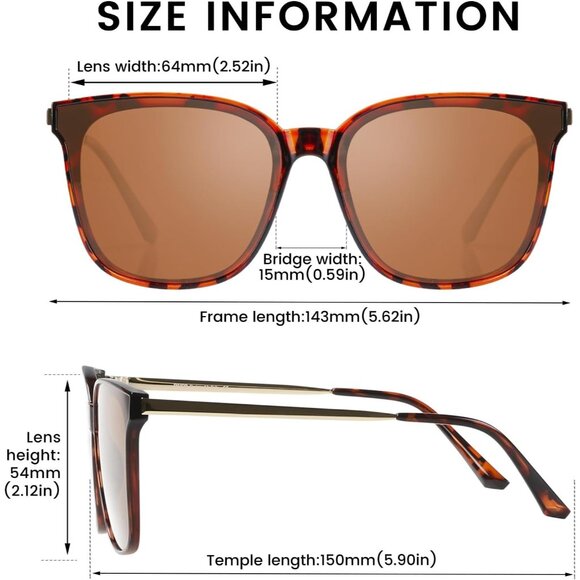 ✨ Women Brown Round Sunglasses Polarized Shade Lightweight Frame Sunglasses